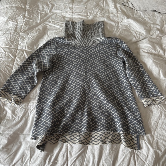 Moth Sweaters - Anthropologie Moth Galena Cowl Neck Geometric Sweater Gray White Alpaca Blend L